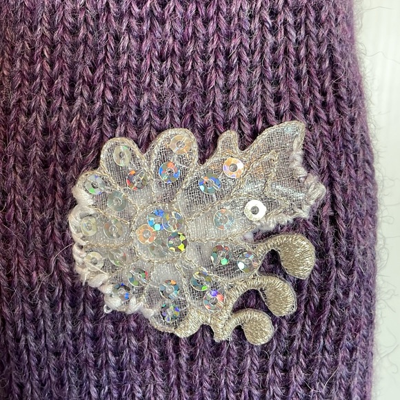 Women’s Peruvianan Link Alpaca cardigan sweater XL purple open front. Repaired - Picture 11 of 15